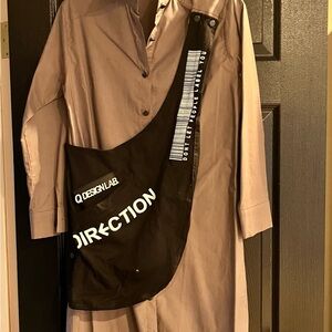 Design Lab Lord & Taylor Beige Dress with Black Graphic Accent